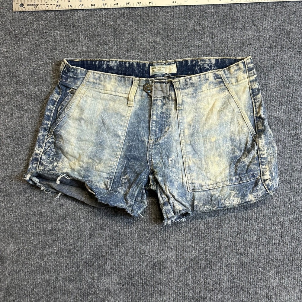 Inked & Faded Denim Shorts Womens Size 4 Blue Acid Wash Distressed Raw Hem Boho